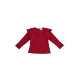 Kız Bebek Kolları Fırfır Detaylı Kırmızı Tişört 0-6 Ay (56-62 cm)