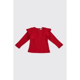 Kız Bebek Kolları Fırfır Detaylı Kırmızı Tişört 2 Yaş (92 cm)