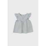 Kız Bebek Kolları Fırfırlı Yumuşak Dokulu Müslin Mavi Bluz 12-18 Ay (80-86 cm)