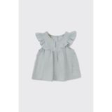 Kız Bebek Kolları Fırfırlı Yumuşak Dokulu Müslin Mavi Bluz 3 Yaş (98 cm)