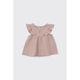 Kız Bebek Kolları Fırfırlı Yumuşak Dokulu Müslin Pembe Bluz 6-12 Ay (68-74 cm)
