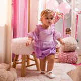 Kız Bebek Lila Dantel Detaylı Volanlı Bluz Şort Takım - 9 Ay