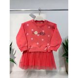 Kız Bebek Lovely Yazılı Tütü Etekli Pamuk Elbise - 12 - 18 Ay - Neon Pembe