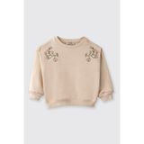 Kız Bebek Nakış Detaylı Yumuşak Dokulu Bej Sweatshirt 6-12 Ay (68-74 cm)