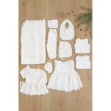 Kız Bebek Natıral Pamuk Kumaş Fistolu Dantelli Lüks 10 Lu Hastane Çıkışı Set Stl6800