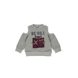 Kız Bebek Omuz Pencere Detaylı Baskılı Gri-Melanj Sweatshirt 0-6 Ay (56-62 cm)