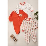 Kız Bebek Pamuklu Çıtçıt Kapama Patikli 3-6-9 Ay 3lü Tulum Set - Çok Renkli - 6 - 9 Ay