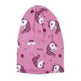 Kız Bebek Pembe Gri Simli Pembe Unicorn Desenli Bere 0-6 Ay