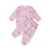 Kız Bebek Pembe Renkli Güneş Gökkuşağı Desenli Çıtçıtlı Pijama Takımı