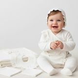 Kız Bebek Pretty Girl Dantelli 10 Lu Hastane Çıkış Seti - Ekru-001 - 0 - 3 Ay
