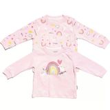 Kız Bebek Pudra Güneş Gökkuşağı Baskılı 2'Li Body Set