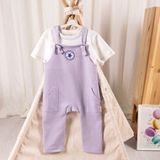 Kız Bebek Salopet Tulum ve Tişört Takım - Lila - 1 – 2 Yaş
