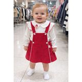 Kız Bebek Slopet Elbise Çilekli Sweet Takım - 9 Ay - Kırmızı - Beyaz