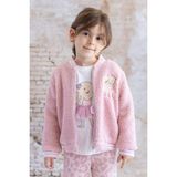 Kız Bebek Tavşan Nakışlı Peluş Mont - Pembe - 4 Yaş