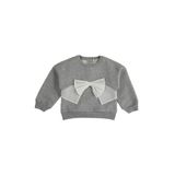 Kız Bebek Tül Fiyonk Detaylı Gri-Melanj Sweatshirt 0-6 Ay (56-62 cm)