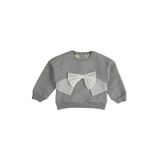 Kız Bebek Tül Fiyonk Detaylı Gri-Melanj Sweatshirt 6-12 Ay (68-74 cm)