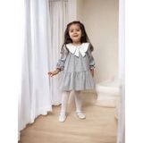 Kız Bebek Yaka Detaylı Ekose Elbise