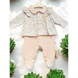 Kız Bebek Yakalı Patikli Hırkalı Tulum - Somon - 6 - 9 Ay