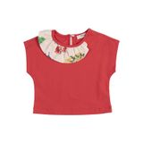 Kız Bebek Yakası Fırfır Detaylı Kırmızı Tişört 6-12 Ay (68-74 cm)