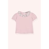 Kız Bebek Yakası Fırfırlı Kısa Kollu Pembe Tişört 12-18 Ay (80-86 cm)