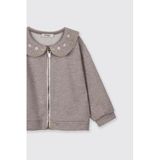 Kız Bebek Yakası Nakış Detaylı Fermuarlı Kahve Sweatshirt 2 Yaş (92 cm)