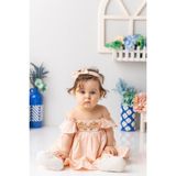 Kız Bebek Yakası ve Eteği Fırfırlı Nakışlı Vual Elbise - Yavruağzı - Yavru Agzı - 3 Yaş