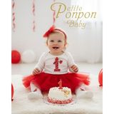 Kız Bebek1 Yaş Doğum Günü Elbisesi Tütü Takımı Kız Bebek Hediye - Kırmızı
