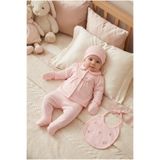 KIZ BEBEK%100 PAMUK ÇİÇEK NAKIŞLI 5'Lİ YENİDOĞAN HASTANE ÇIKIŞI ZIBIN SETİ KUTULU