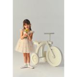 Kız Bebek/Çocuk Çiçek Desenli Tül Ekru Abiye Elbise 5 Yaş (110 cm)