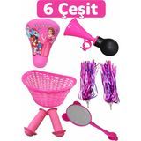 Kız Bisiklet Koltuğu Pembe Sepet Pembe Vakvak Korna Pembe Püskül Çocuk Elcik Pembe Ayna Seti - Renk