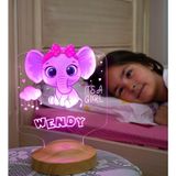 Kız Çocuğa Hediye Fil Figürlü Hediyelik Kişiye Özel Tatlı Fil 3d Led Lamba
