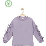 Kız Çocuk %100 Pamuk Fiyonklu Lila Sweatshirt - Rahat ve Şık Stil - 7 - 8 Yaş