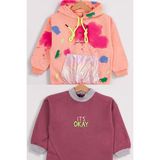 Kız Çocuk 2'li Paket Basic Sweatshirt - 8 - 9 Yaş - Mor