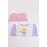 Kız Çocuk 2'li Paket Basic Sweatshirt - Lila - 2 - 3 Yaş