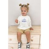 Kız Çocuk 3 Iplik Kumaş Kruvasan Baskılı Sweatshirt - 5 - 6 Yaş - Ekru