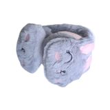 Kız Çocuk 3D Peluş Tavşan Kulaklık Gri