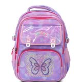 Kız Çocuk 3'lü Okul Çanta Seti Sırt Çantası Beslenme Çantası Kalemlik Peluş Oyuncak Hediyeli Kelebek Desenli Kız Çocuk Okul Sırt Çantası, Mor-Pembe Tie-Dye Desenli, Çok Bölmeli