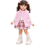 Kız Çocuk 3’lü Şık Takım (Bluz + Yelek + Etek) - 002-Pembe - 5 Yaş