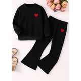 Kız Çocuk Alt Üst Takım Uzun Kollu Sweat ve Pantolon Okul Kreş Anaokul Ilkokul - 7 - 8 Yaş - Siyah