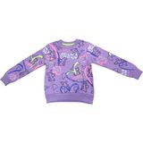 Kız Çocuk Ayıcıklı Fosfor Yazı Desenli Şardonlu Lila Renk Sweatshirt - 4 - 5 Yaş