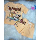 Kız Çocuk Bambi Yazlık Tişört Şort Somon Ikili Takım - 4 - 5 Yaş
