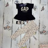 Kız Çocuk Bandanalı Taytlı Takım - Siyah - Leopar - 3 - 4 Yaş