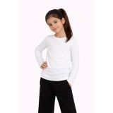 Kız Çocuk Basic Uzun Kollu Tişört Okul Günlük Rahat T-Shirt - Beyaz