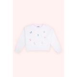 Kız Çocuk Baskı Detaylı Beyaz Sweatshirt 7 Yaş (122 cm)