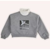 Kız Çocuk Baskı Detaylı Gri-Melanj Sweatshirt - Gri - Melanj - 7 Yaş