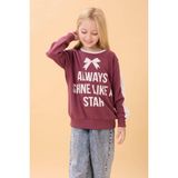 Kız Çocuk Baskılı Bisiklet Yaka Mevsimlik Sweatshirt Gülkurusu - 10 - 11 Yaş