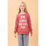 Kız Çocuk Baskılı Bisiklet Yaka Mevsimlik Sweatshirt Kiremit - 10 - 11 Yaş