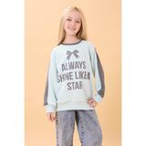 Kız Çocuk Baskılı Bisiklet Yaka Mevsimlik Sweatshirt Mint Yeşili - 9 - 10 Yaş