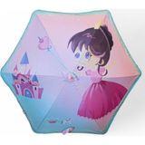 Kız Çocuk Baston Şemsiye Reflektörlü Karakter Desenli Boyu 70 cm Çapı 80 cm 6 Telli Isim Etiketli - Lila