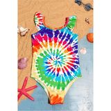 Kız Çocuk Batikli Fırfırlı Mayo - Renkli - 8 - 9 Yaş